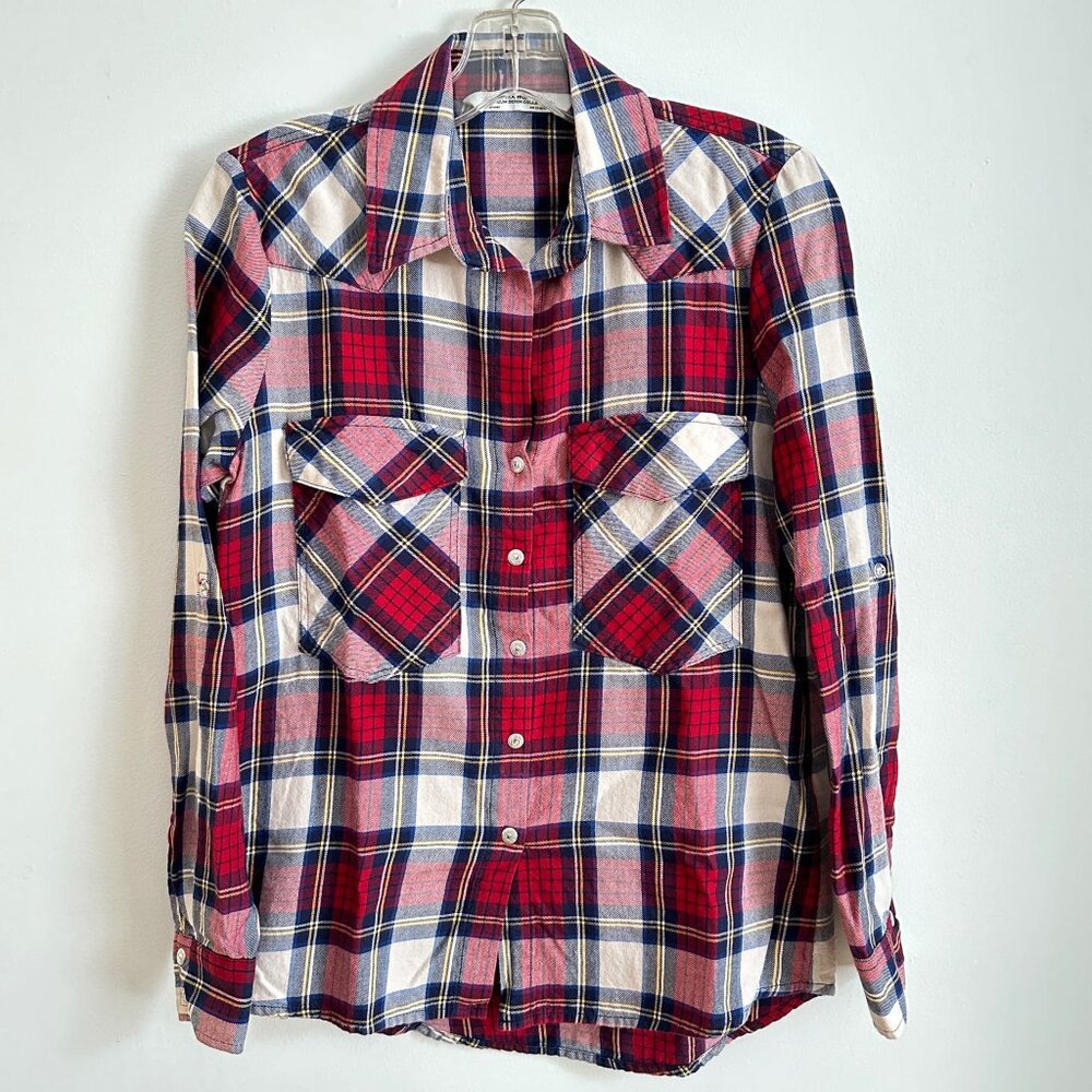 Zara woman made Turkey Premium Denim 100% cotton Plaid Blouse XS